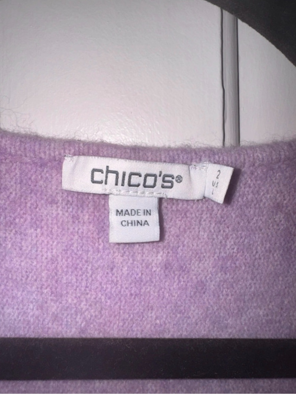 Chico's Lavender V-Neck Sweater with Sequin Floral Shoulder - Picture 6 of 7